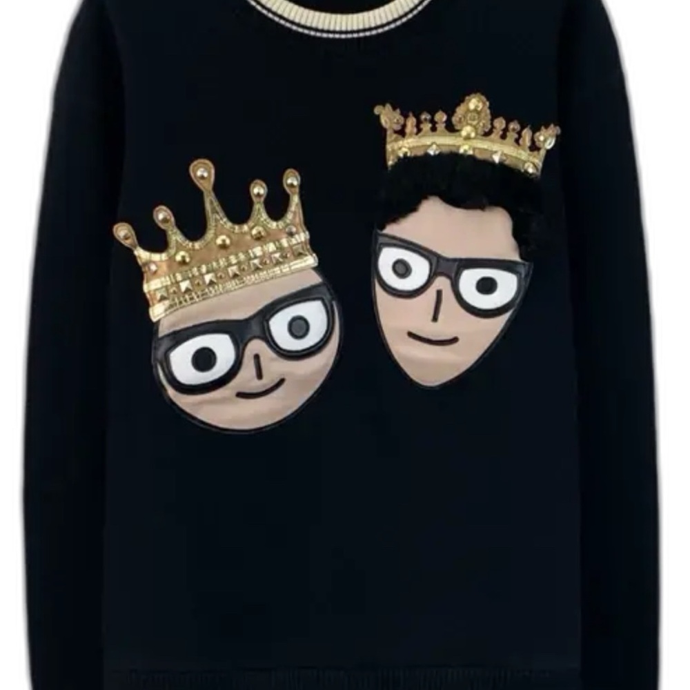 Dolce & Gabbana Black Sweater with Gold Accents